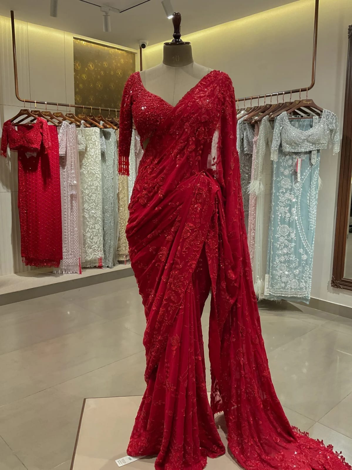 Bollywood Blockbuster Designer Georgette Saree with Heavy Sequins Work