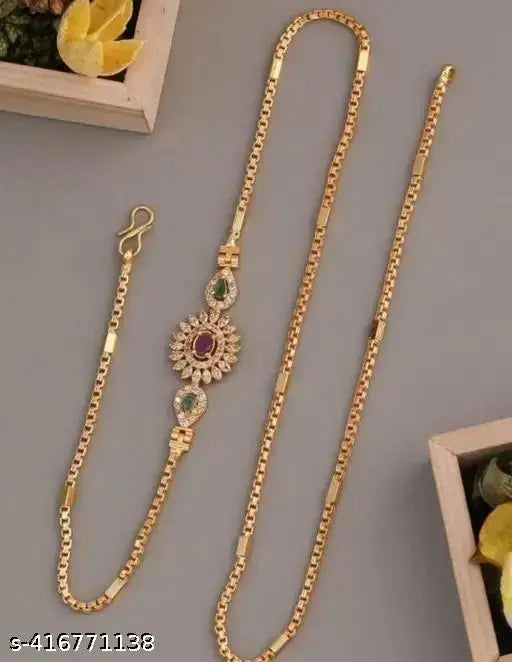 Gold Plated Fox Chain Pendant – Mugappu chain for Women