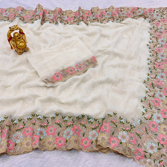 Premium Georgette Saree with Sequence & Stone Work