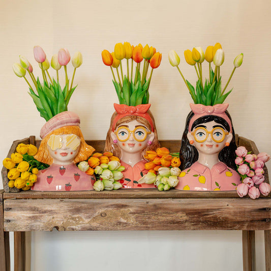 Tulip Bouquet – 10 Pieces – Mixed Colours – ‘Real Touch’ Artificial Tulips – 42 Cm (White/Green)