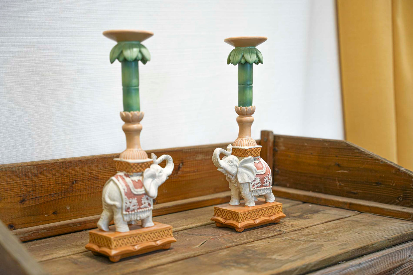 Candle Holder - Elephant Natural/Pink - Polyresin -  ↑ 34,5 Cm