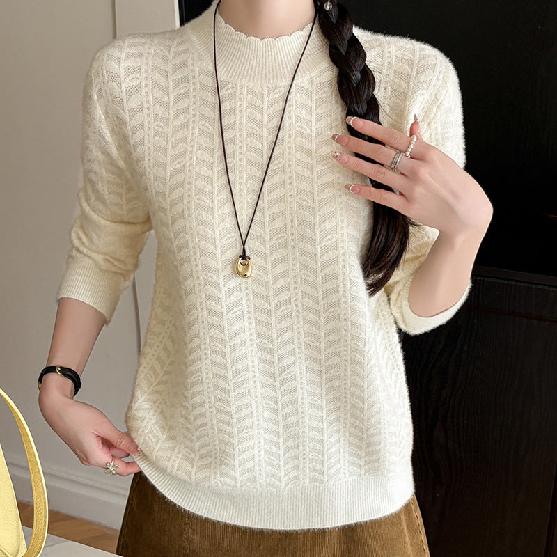 Mink Knitwear Anti-Pilling Sweater Base Layer Lace Sweater