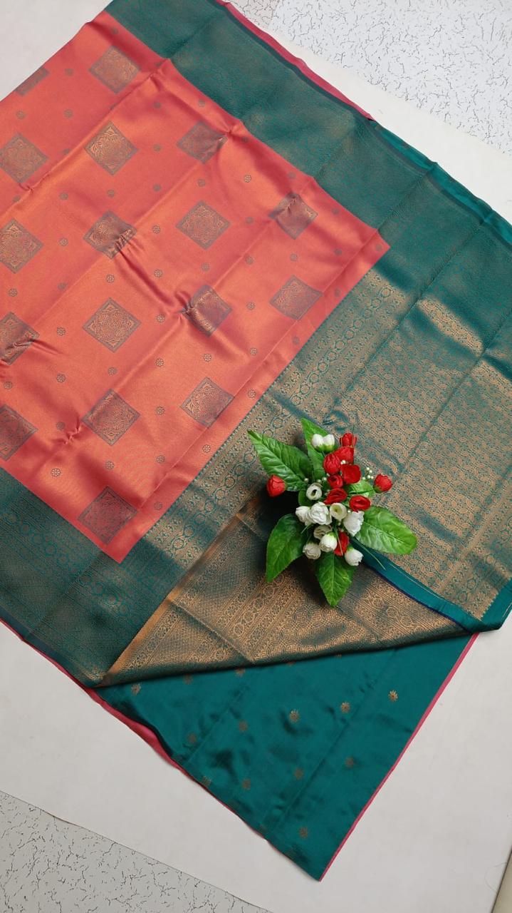 Premium Bridal Banarasi Silk Saree – Contrast Border & Rich Pallu