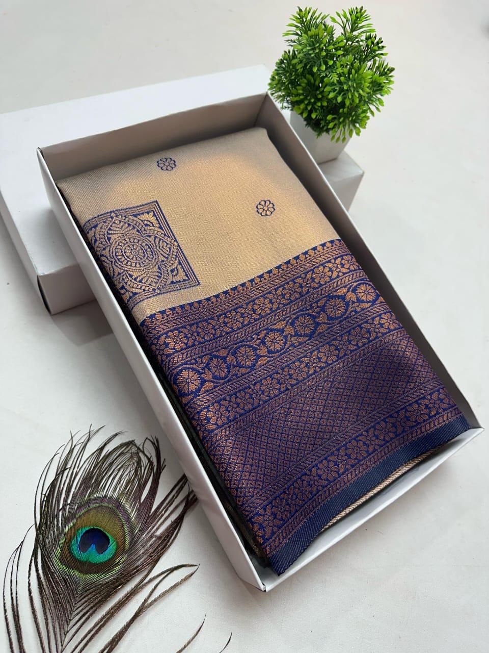 Premium Bridal Banarasi Silk Saree – Contrast Border & Rich Pallu