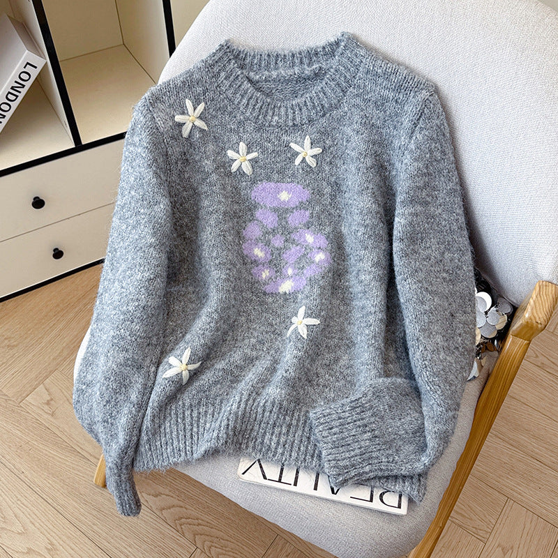 Women's Embroidered Sweater Top Outerwear