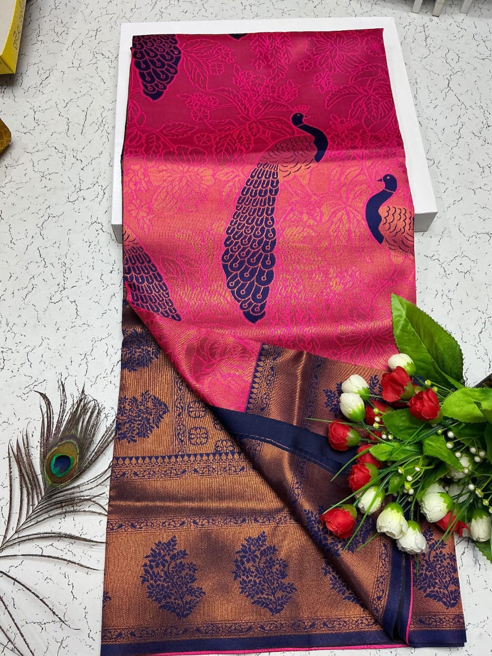 New Trending Peacock Bridal Silk Saree