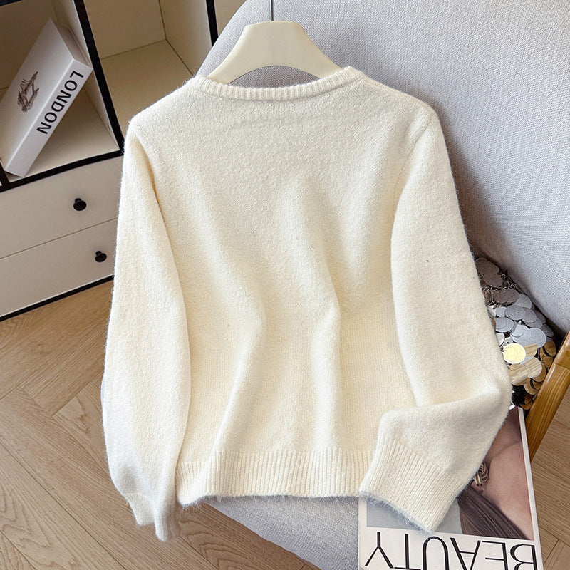 Floral Round Neck Knit Cardigan for Women