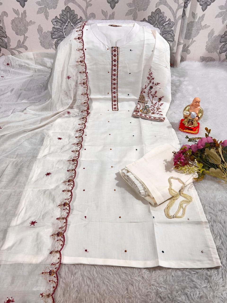 ✨ Festive Traditional Muslin Silk Kurti Set ✨