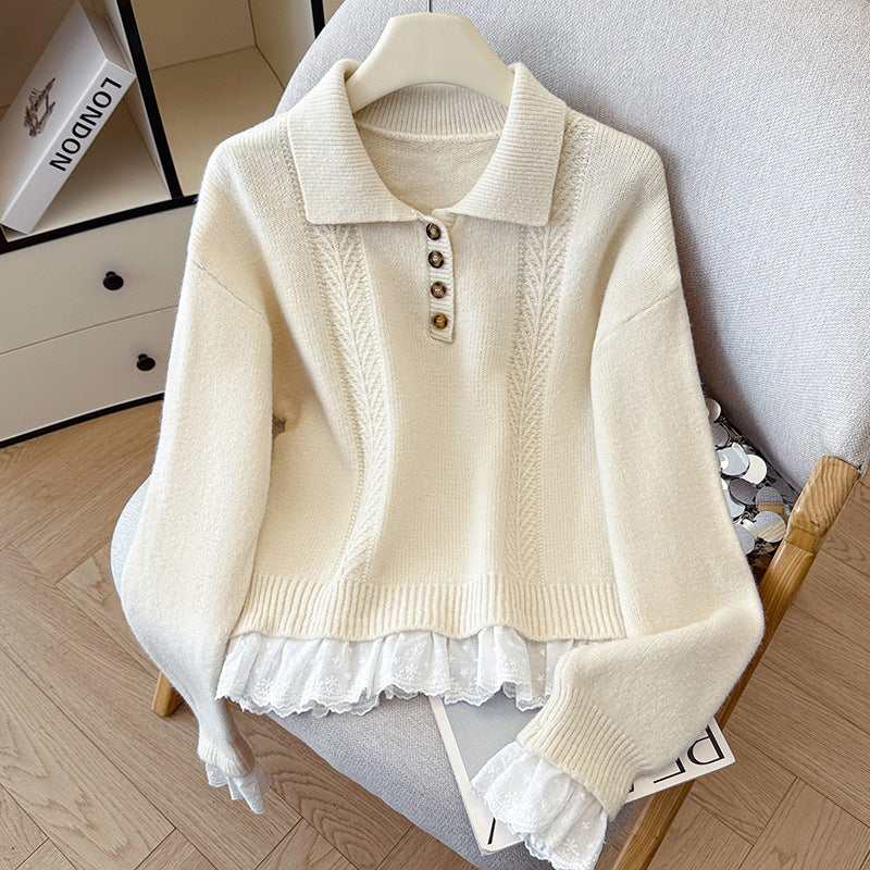 Polo Neck Buttoned Turtleneck Sweater