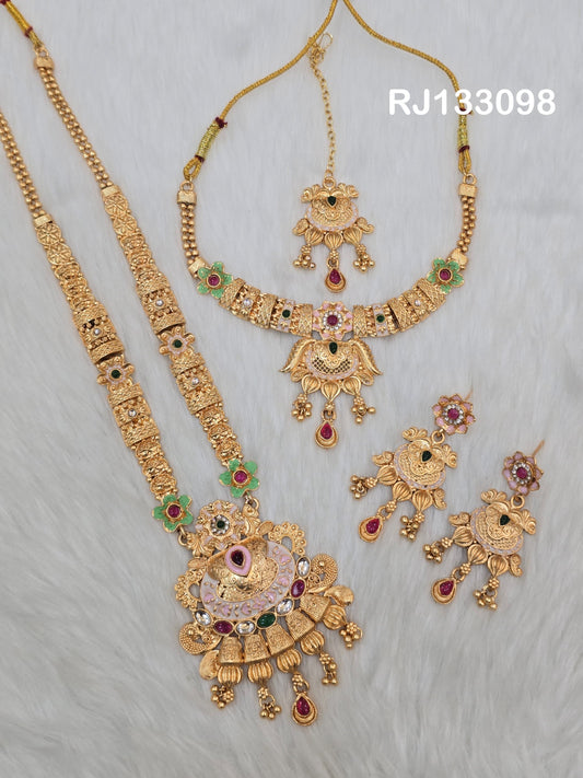 Dual Necklace Set with Earrings and tikka
