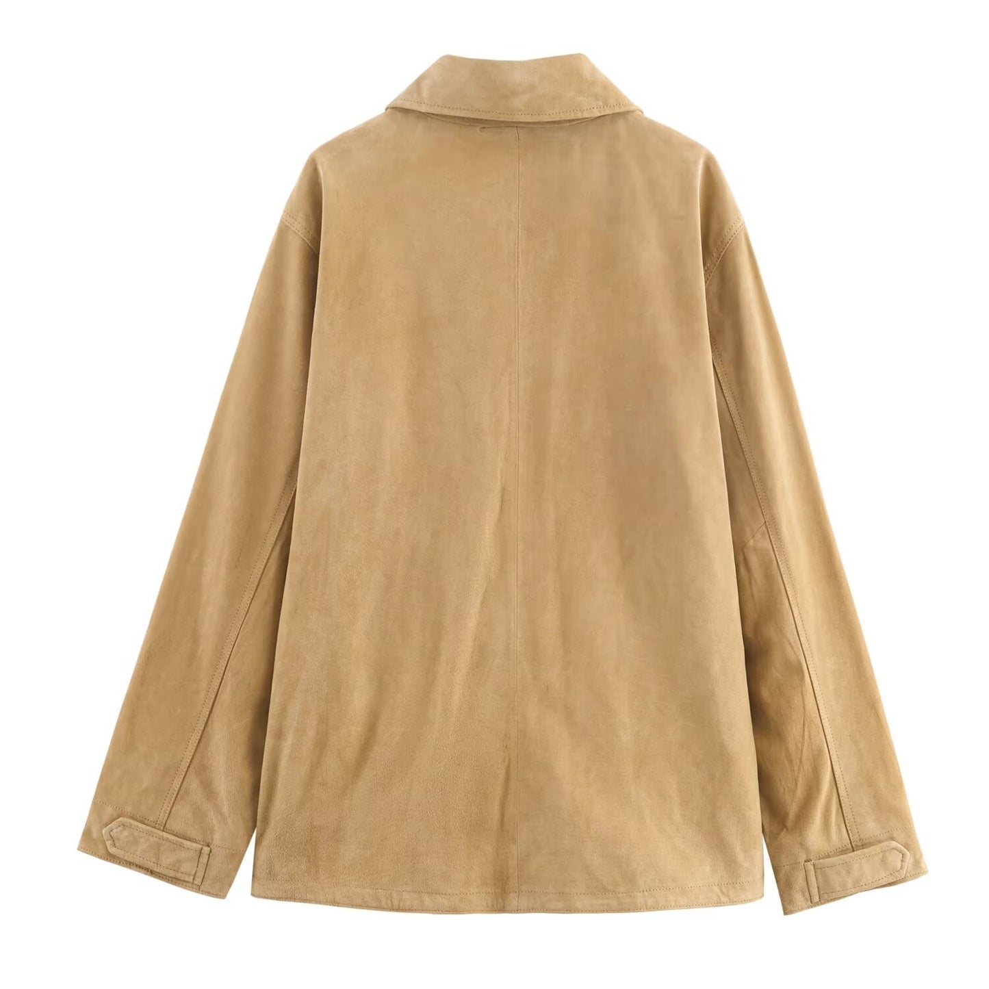 Suede textured leather jacket for women's clothing