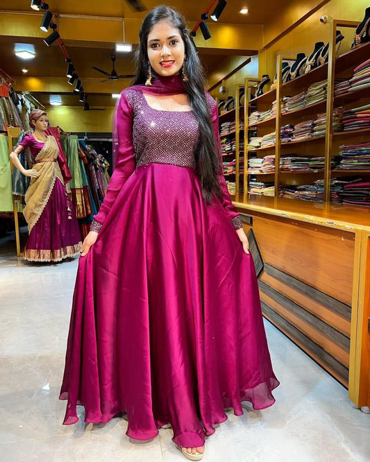 Prisha Embroidered Sparkling Georgette Anarkali Set with Dupatta (Copy)