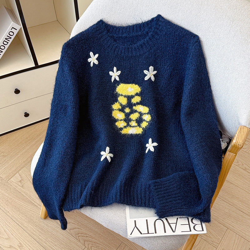 Women's Embroidered Sweater Top Outerwear