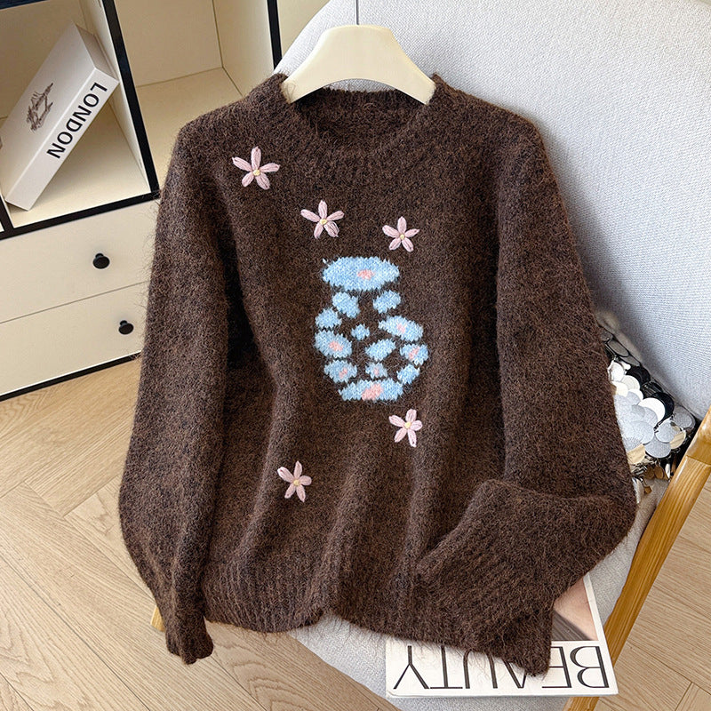 Women's Embroidered Sweater Top Outerwear