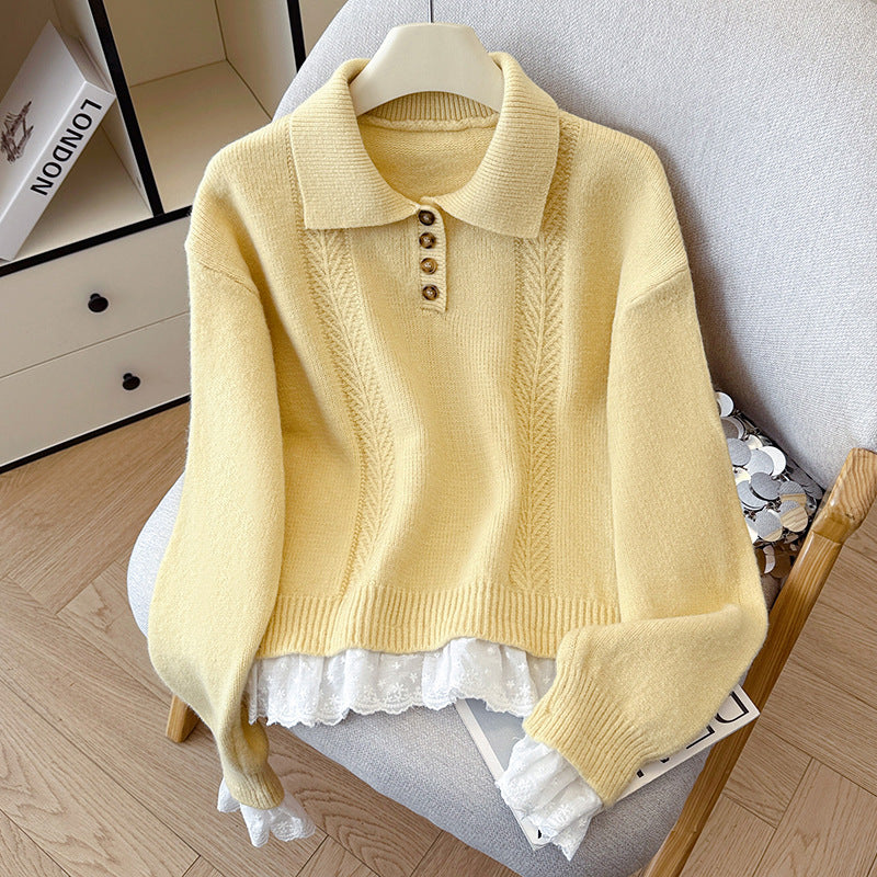 Polo Neck Buttoned Turtleneck Sweater