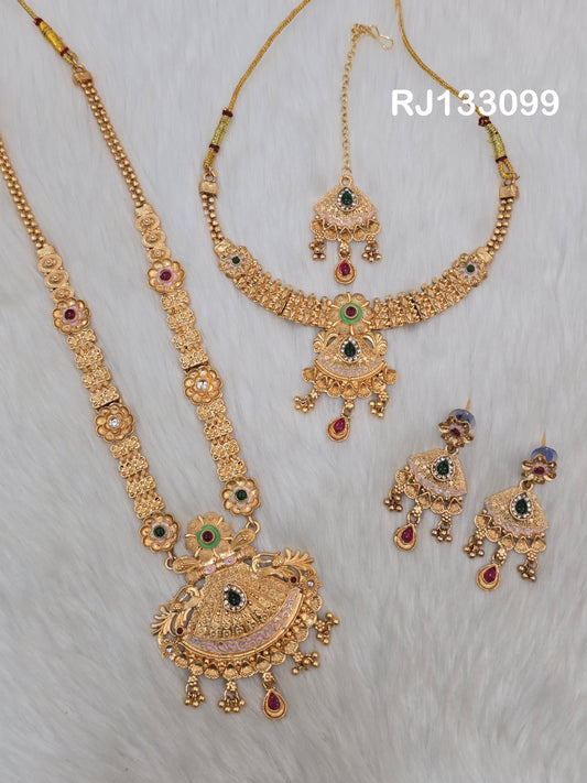 Dual Necklace Set with Earrings and tikka