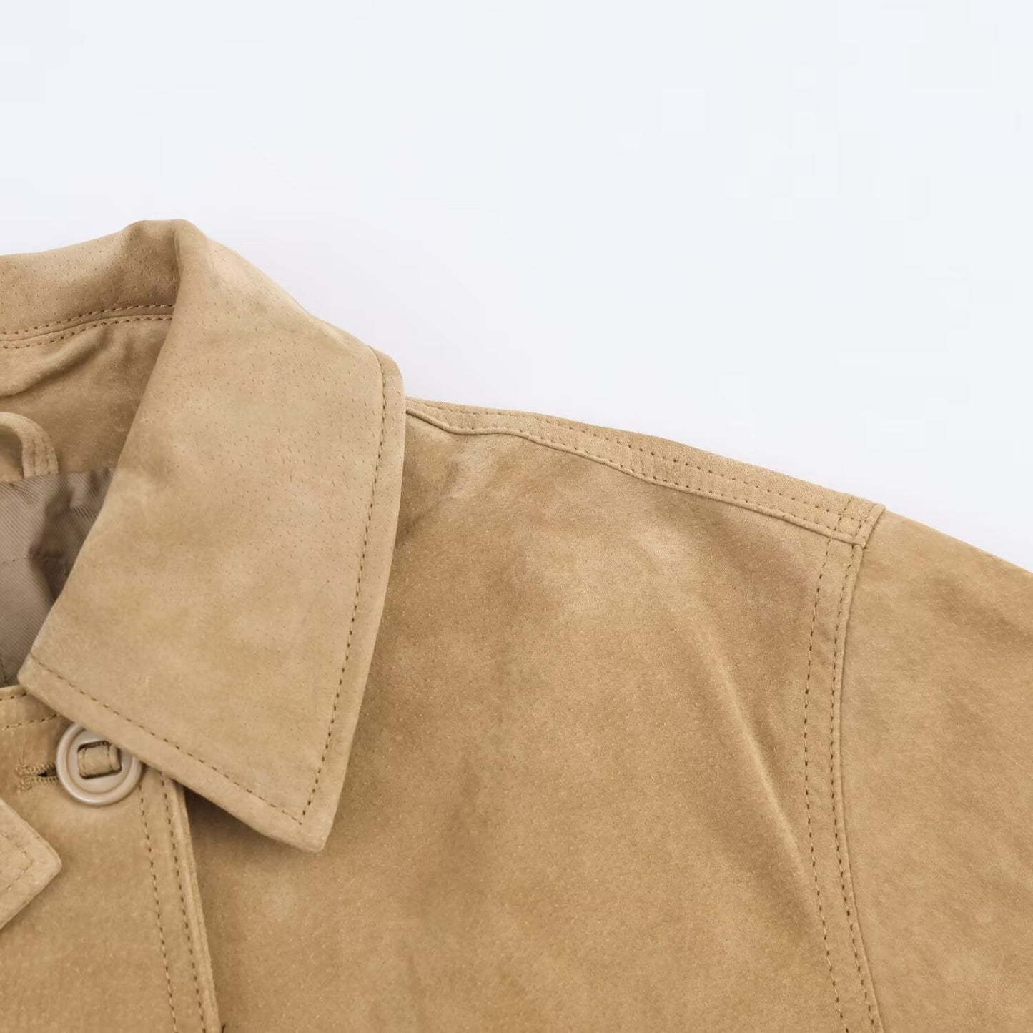 Suede textured leather jacket for women's clothing