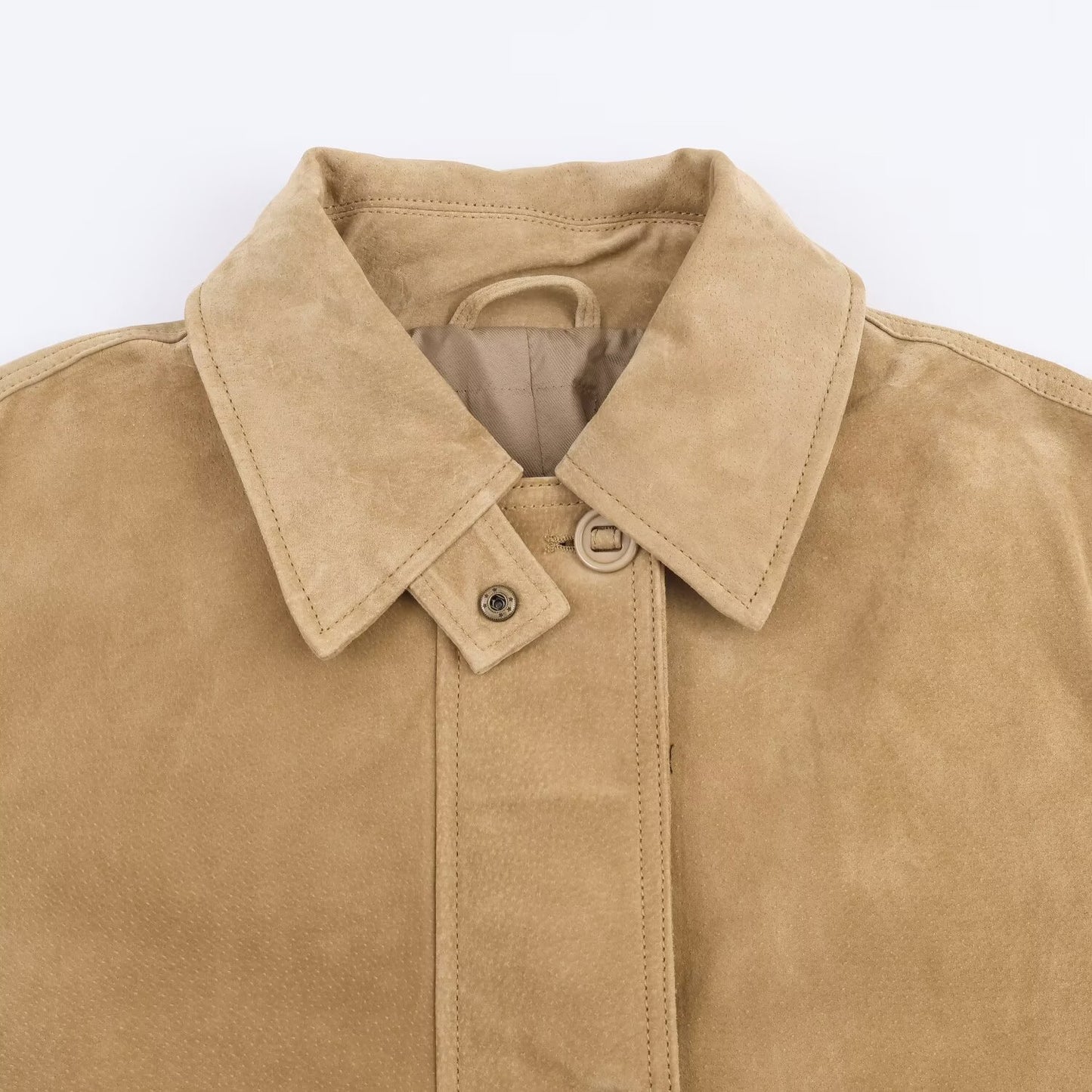 Suede textured leather jacket for women's clothing