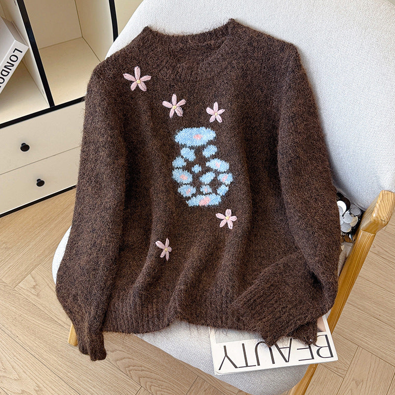 Women's Embroidered Sweater Top Outerwear