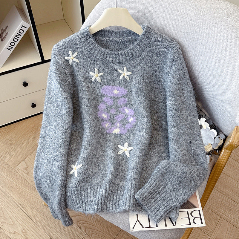 Women's Embroidered Sweater Top Outerwear
