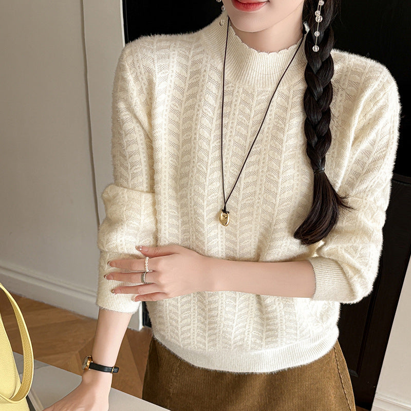 Mink Knitwear Anti-Pilling Sweater Base Layer Lace Sweater