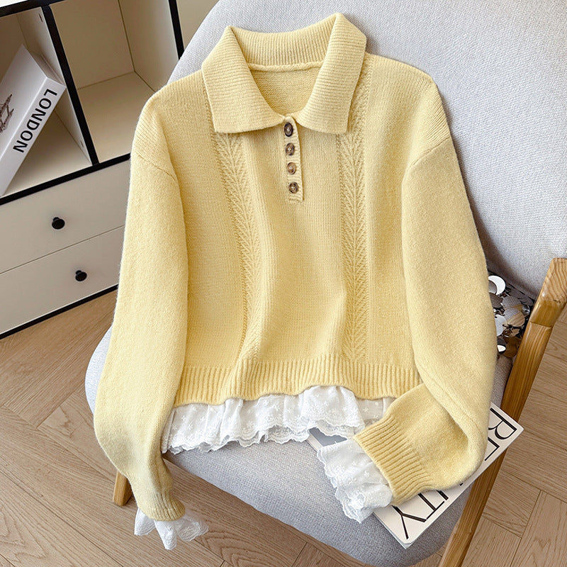 Polo Neck Buttoned Turtleneck Sweater