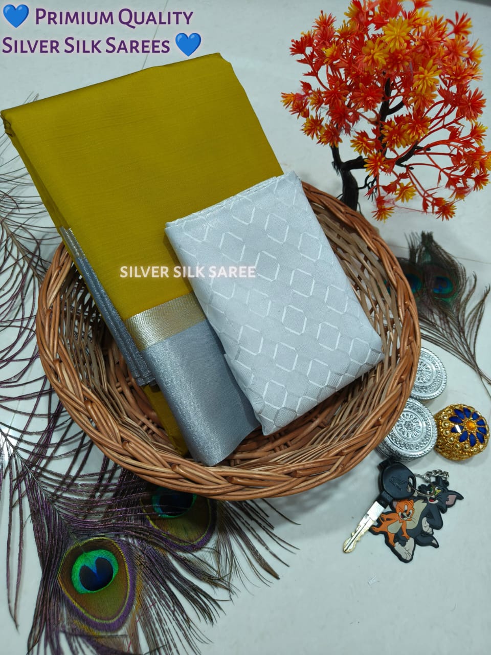 Plain Silver Jari Saree – Double Border with Chit Pallu Work