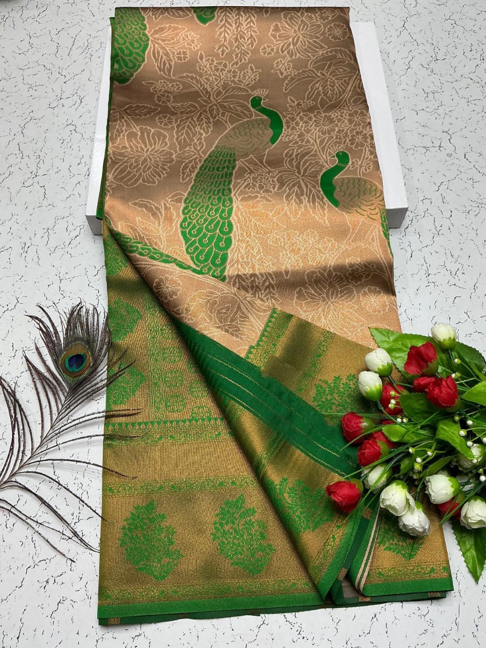 New Trending Peacock Bridal Silk Saree