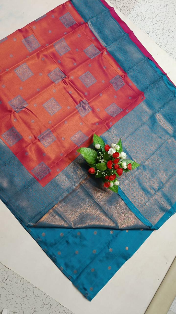 Premium Bridal Banarasi Silk Saree – Contrast Border & Rich Pallu
