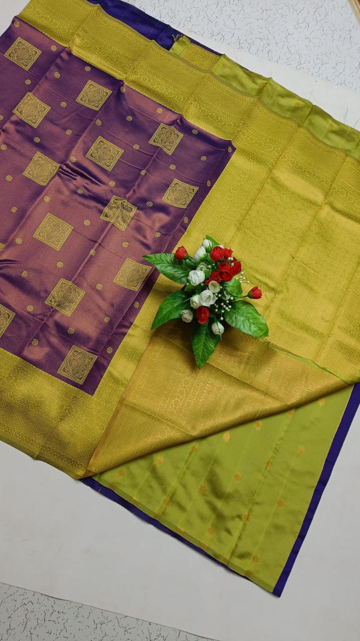 Premium Bridal Banarasi Silk Saree – Contrast Border & Rich Pallu