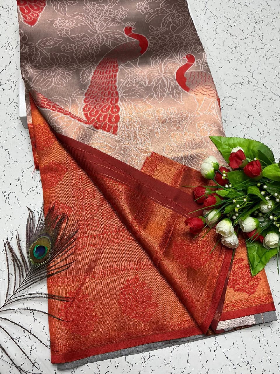 New Trending Peacock Bridal Silk Saree