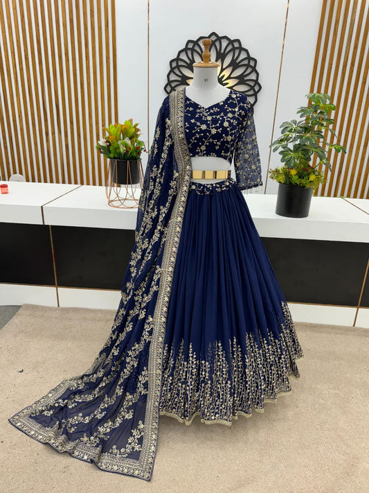 ✨ Elegant Embroidered Sequence Designer Lehenga Set – Premium Partywear