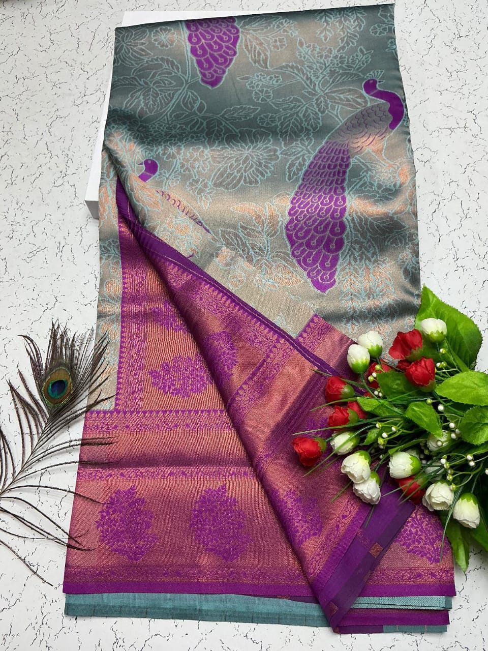 New Trending Peacock Bridal Silk Saree