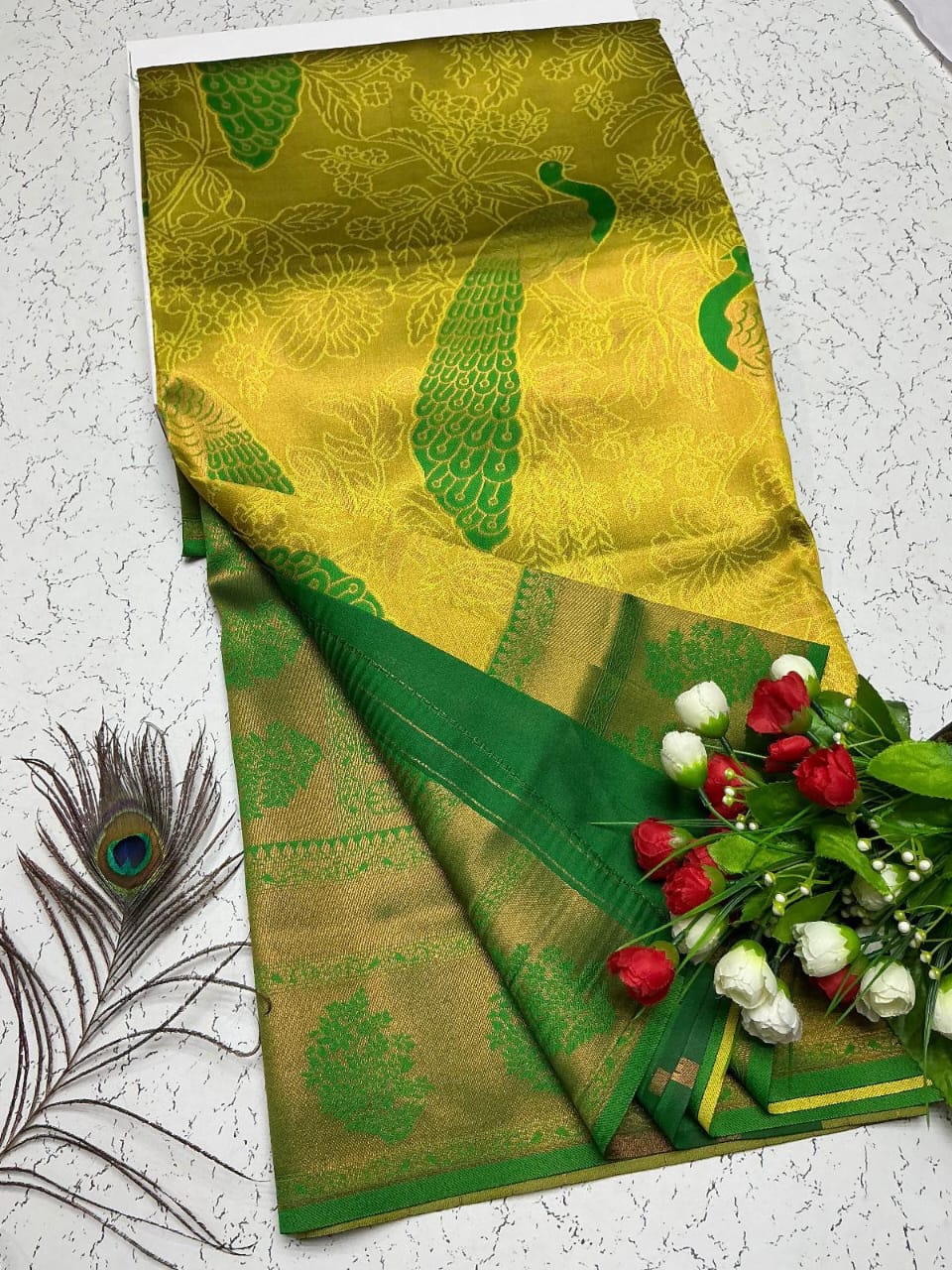 New Trending Peacock Bridal Silk Saree